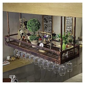 Casier à vin suspendu avec support en verre et étagère, casier à verres à vin, casier à verres à vin, casier à verres à champ