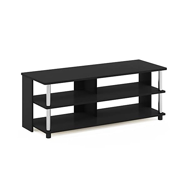 Furinno Sully Meuble 3 Niveaux pour TV, Bois dingénierie, Acier Inoxydable, 39,4 D x 104,4 W x 40,1 H cm