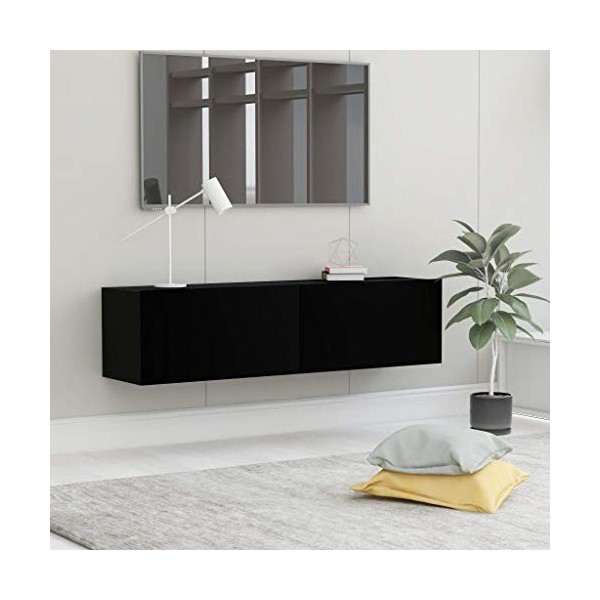 SKM Meuble TV Noir 120x30x30 cm Aggloméré