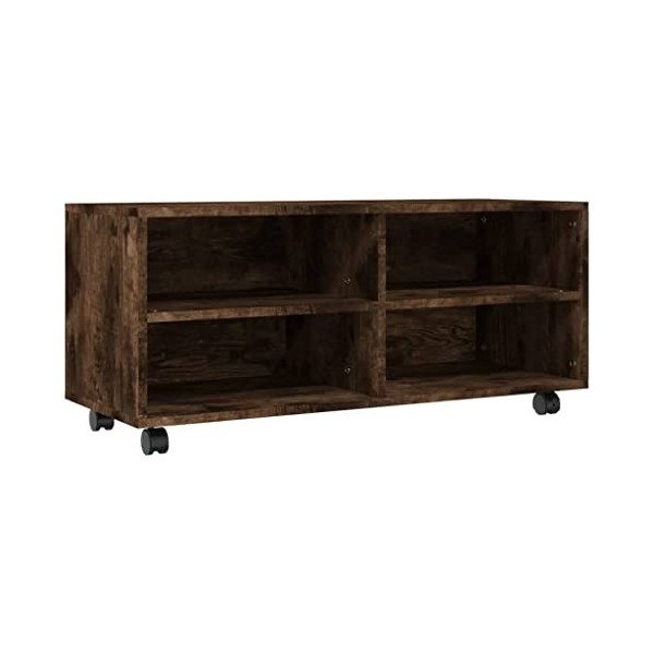Meuble TV sur roulettes Chêne fumé 90x35x35cm Bois dingénierie