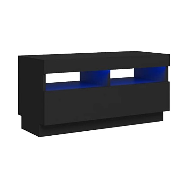 Maxspace TV Meuble, Meuble Tele, Meuble TV Chambre, Meuble TV IindustrielMeuble TV avec lumières LED Noir 80x35x40 cmConvient