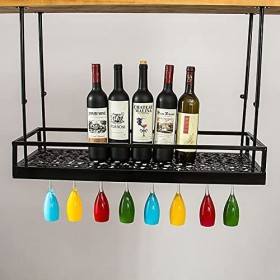 Casier à vin de plafond vintage industriel, casier à vin en métal, support de gobelet suspendu, hauteur réglable, support de 