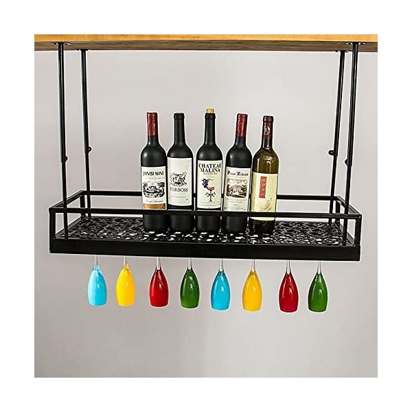 Casier à vin de plafond vintage industriel, casier à vin en métal, support de gobelet suspendu, hauteur réglable, support de 