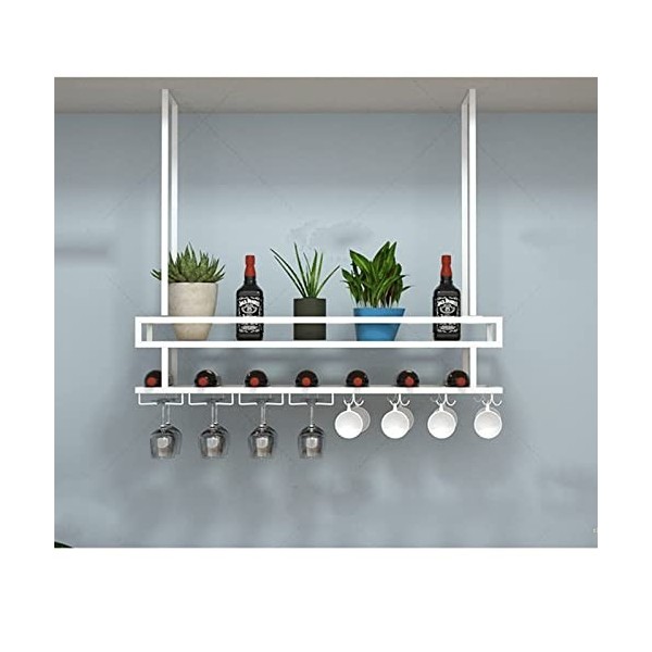 Casier à bouteilles de vin suspendu, casier à vin en fer forgé au plafond, casier à verres à vin à lenvers, porte-verre à vi