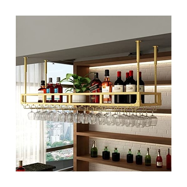 Casier à bouteilles de vin suspendu - Casier à vin en fer forgé au plafond, support pour plantes vintage de restaurant, étagè