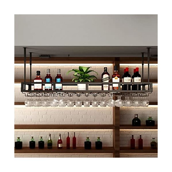 Casier à bouteilles de vin suspendu - Casier à vin en fer forgé au plafond, support pour plantes vintage de restaurant, étagè