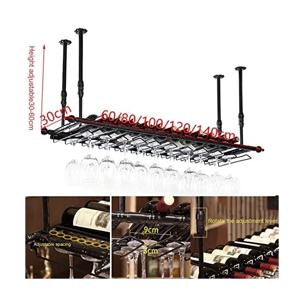 Présentoir à vin, casier à vin suspendu support daffichage de stockage de vin casier à verre à vin à lenvers casier à gobel