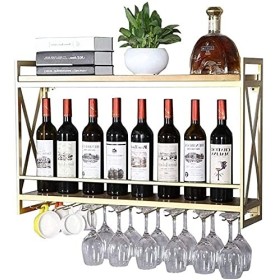 ELzEy Casier à vin Casier à vin mural |Porte-bouteille de vin créatif |Porte-verre à vin suspendu |Porte-verres à pied en mét