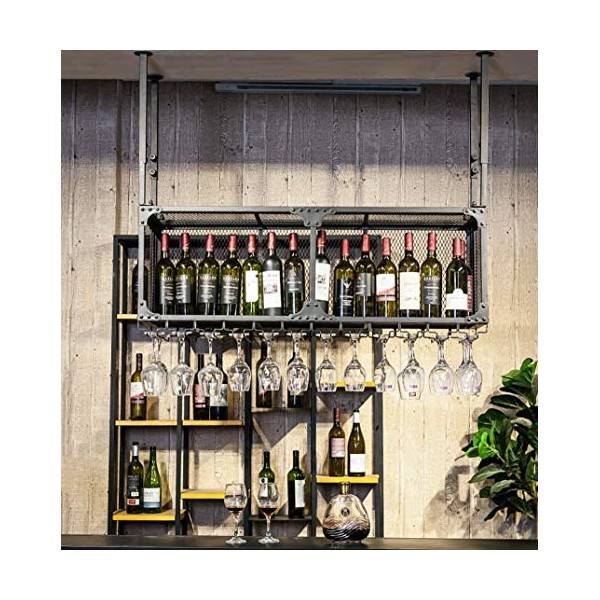 PJQUEKAIPJ Casier à vin, Bar, Restaurant, Suspendu, casier à Verres à vin, Rangement de Bouteilles de vin Noir, Porte-gobelet