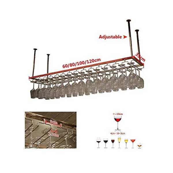 PJQUEKAIPJ Casier à vin, Bar, Restaurant, Suspendu, casier à Verres à vin, Acier Inoxydable, casier à Verres à vin, Porte-gob