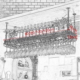 KOHARA Verre à vin Cadre Barre Suspension comptoir de Bar casiers à vin Restaurant ménage casier à vin à lenvers rétro Fer A