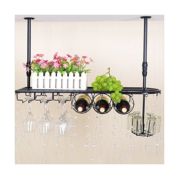 KOHARA Support À Verre À Vin Suspendu-Étagères Casier À Vin/Support De Verre À Vin Suspendu en Fer Vintage/Bar À La Maison Cr