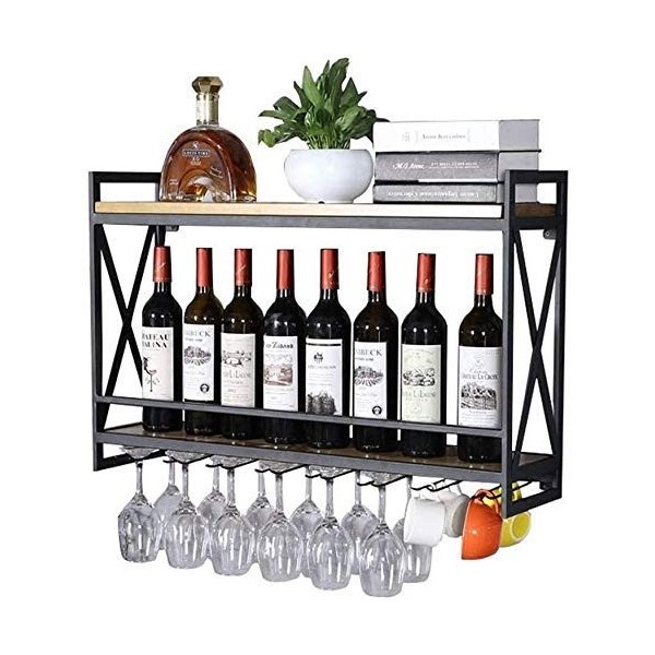 Support À Vin Étagères Flottantes Casier À Vin En Fer Forgé Support Mural Cadre De Restaurant Refroidisseur De Vin En Bois Ma