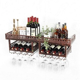Porte-bouteille Barware Décoration murale Application Casier à vin mural en métal Support suspendu pour verre à vin en fer Fa