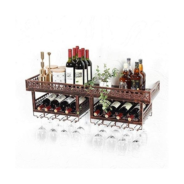 Porte-bouteille Barware Décoration murale Application Casier à vin mural en métal Support suspendu pour verre à vin en fer Fa