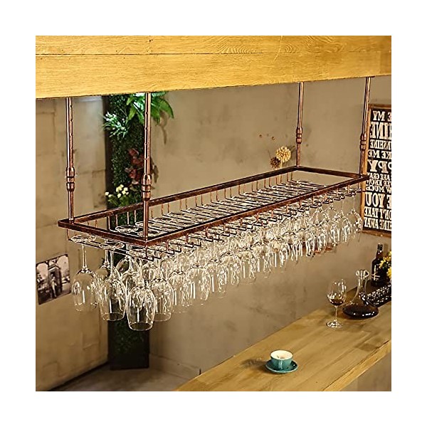 Casier à vin Casier à Bouteilles de Vin sur Pied Casier à Vin de Plafond Loft Rétro Support de Verre à Vin en Fer Forgé 30-60