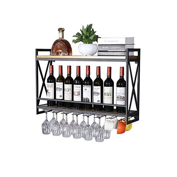 Porte-Verres à Pied en métal, Porte-Bouteille de vin Suspendu Mural, casier à vin Mural en métal pour la Maison | Bouteille d
