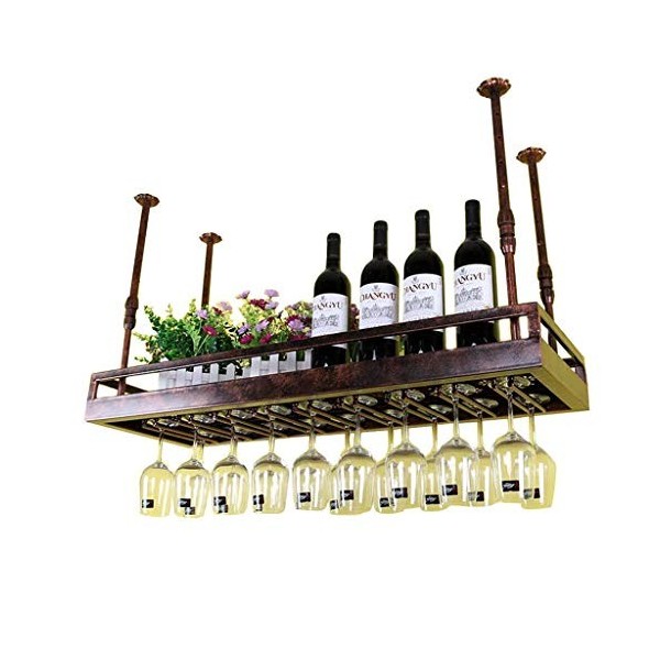 Supports à verres à pied Porte-bouteille de vin suspendu mural en métal Casier à vin | Casiers à vin de plafond | Hauteur rég
