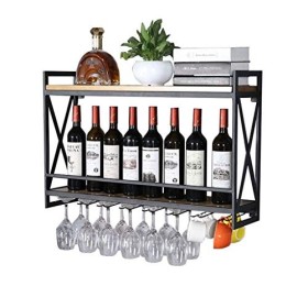 Supports à verres à pied Porte-bouteille de vin suspendu mural en métal Casier à vin mural | Hauteur réglable | Porte-bouteil