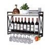 Supports à verres à pied Porte-bouteille de vin suspendu mural en métal Casier à vin mural | Hauteur réglable | Porte-bouteil