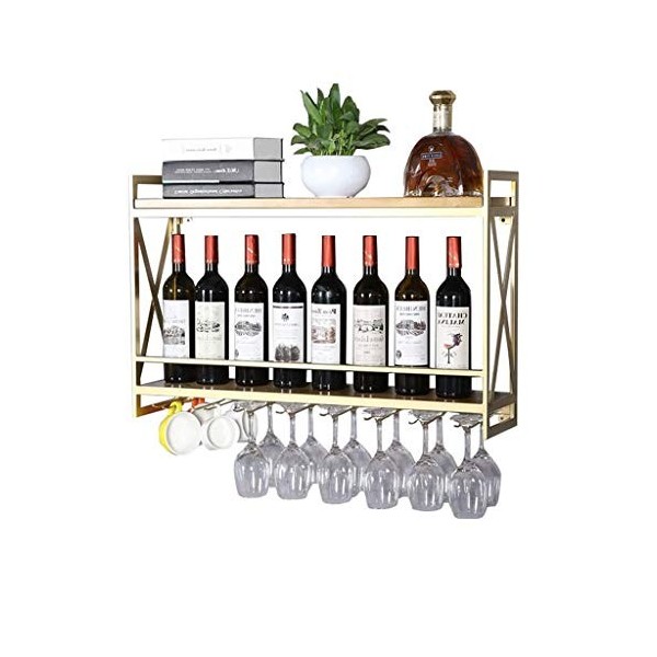 Supports à verres à pied Porte-bouteille de vin suspendu mural en métal Casier à vin mural | Hauteur réglable | Porte-bouteil