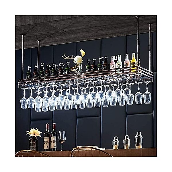 Casier à vin suspendu avec support en verre et étagère, support à verres à vin, décoration de la maison à lenvers, étagère d