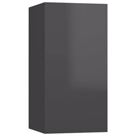 Meuble TV Murale | Style Scandinave | Rangement matériel télé Audio Video Gaming | 30,5x30x60cm Gris Brillant
