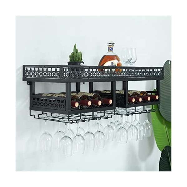 ATHUAH Casier à vin Casier à vin suspendu, support de verre à vin en métal, support de bouteille de vin, support de vin mural