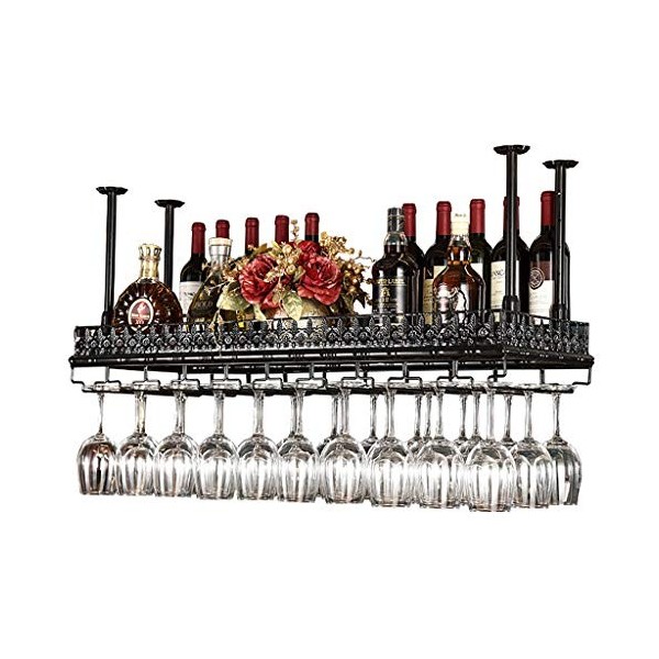 UsmAsk Casier à vin Suspendu à Hauteur de flèche réglable, Verre à vin Domestique, casier à vin à lenvers, casier à vin de B