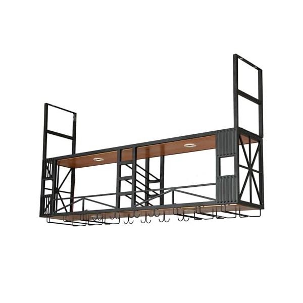 Casier à vin suspendu industriel, étagères flottantes pour unité de bar, support à vin mural pour bar à la maison, casier à v