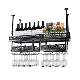 Présentoir à vin, bar rétro suspendu support de verre à vin porte-gobelet à lenvers casier à vin mural bar restaurant suspen