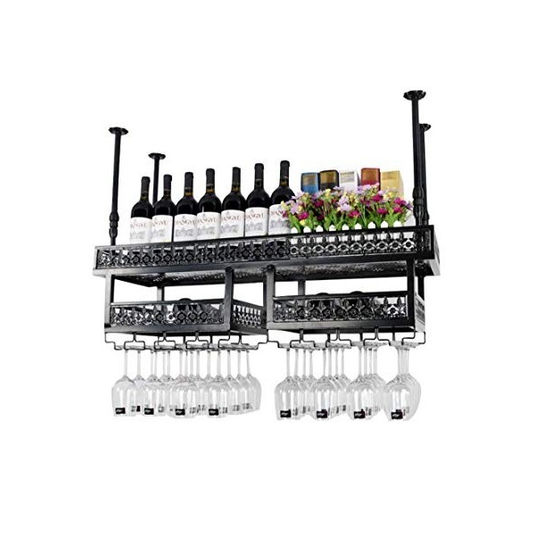 Présentoir à vin, bar rétro suspendu support de verre à vin porte-gobelet à lenvers casier à vin mural bar restaurant suspen