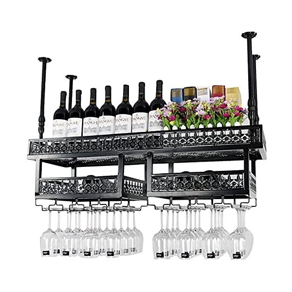 Présentoir à vin, bar rétro suspendu support de verre à vin porte-gobelet à lenvers casier à vin mural bar restaurant suspen