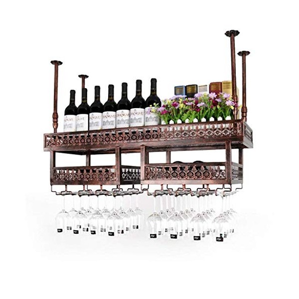 Présentoir à vin, bar rétro suspendu support de verre à vin porte-gobelet à lenvers casier à vin mural bar restaurant suspen