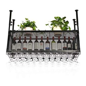 Casiers à Bouteille Casier à vin, bar, restaurant, suspendu, casier à verres à vin, fer en métal, hauteur réglable, porte-bou