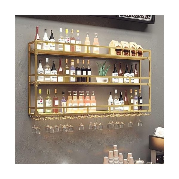 Casier à vin autoportant, casier à vin Mural Moderne avec Support en Verre – Étagères flottantes élégantes pour Bar, Cuisine 