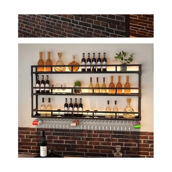 Casier à vin autoportant, casier à vin Mural Moderne avec Support en Verre – Étagères flottantes élégantes pour Bar, Cuisine 