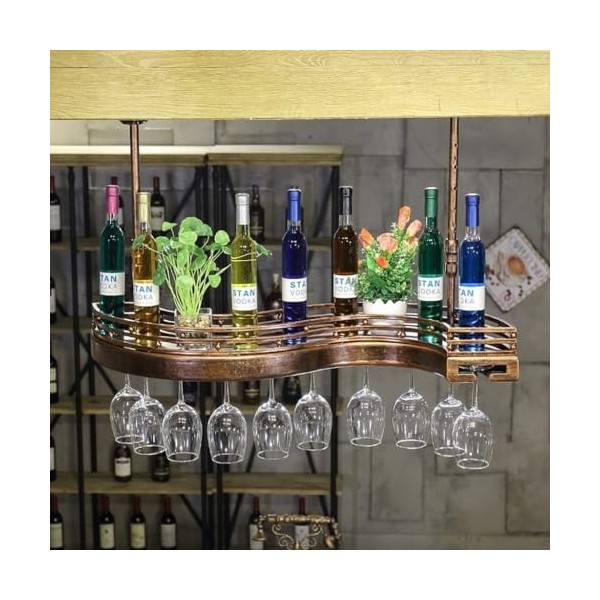 PuPLUm Casier À Vin Casier À Vin Bar en Fer Forgé Réception Plafond Support Plafond Verre À Vin Casier À Vin Suspendre À len