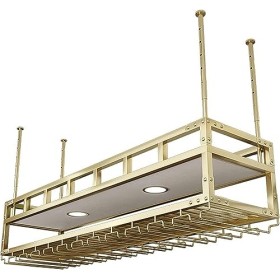 Casier À Vin Suspendu | Support Flottant en Fer Forgé | Style Campagnard Rétro | Cuisine Restaurant Bar Cave À Vin Salle De S