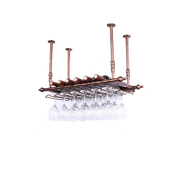 Casier à vin Verres à Pied Support Mural pour Bouteille de Vin Support Mural pour Plafond en Fer et en métal Armoires à vin P