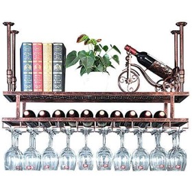 Casiers à vin autoportants Armoires Porte-vin mural Casier à vin en métal fixé au mur, porte-bouteille de vin, verres à pied,