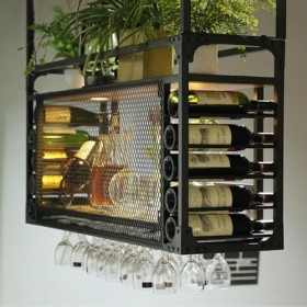 Casier à vin autoportant Armoires Porte-vin mural Casier à bouteilles de vin, casier à verres à vin industriel suspendu, casi