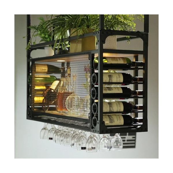 Casier à vin autoportant Armoires Porte-vin mural Casier à bouteilles de vin, casier à verres à vin industriel suspendu, casi