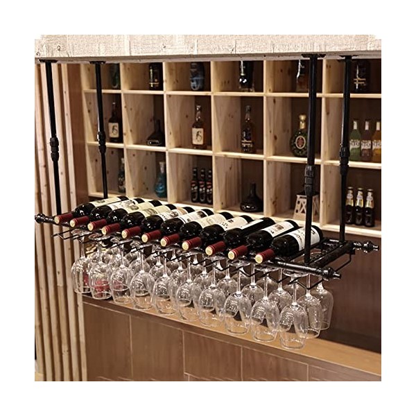 Présentoir à vin, casier à vin suspendu support daffichage de stockage de vin casier à verre à vin à lenvers casier à gobel