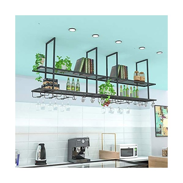 EVXOIJMS Casier à vin barre de fer cintre à lenvers support de verre à vin suspendu armoire à vin support barre décoration s