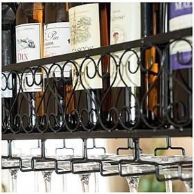 RatHozier Porte-Bouteille de vin casier à vin Suspendu avec Support en Verre et étagère, casier à Verre à vin, casier à Verre