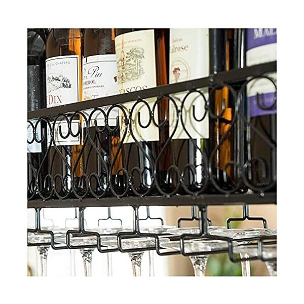 RatHozier Porte-Bouteille de vin casier à vin Suspendu avec Support en Verre et étagère, casier à Verre à vin, casier à Verre