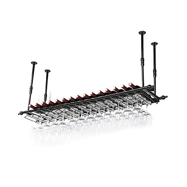 Porte-Bouteille de vinCasier à vin en métal, casier à Verres à vin Suspendu avec Auge à Bouteilles de vin, Hauteur réglable 3