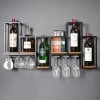 Umaxa Casier à vin en métal, Armoire à vin Murale, Support de Verre à vin avec 6 tiges, présentoir à vin Marron 90cm 