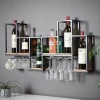 Umaxa Casier à vin en métal, Armoire à vin Murale, Support de Verre à vin avec 6 tiges, présentoir à vin Marron 90cm 
